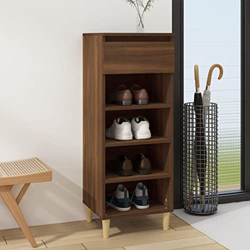 ZEYUAN Schuhschrank, Schuhbank, Shoe Rack, Schuhe Schrank, Schuhkommode, Schuhregal, Mehrzweckschrank, Braun Eichen-Optik 40x36x105 cm Holzwerkstoff