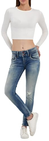 LTB Jeans dam Julita X – skinny fit med låg midja och dragkedja i blått av bomullsblandning – storlek W28L30, Luciana Wash 55258, 28W x 30L
