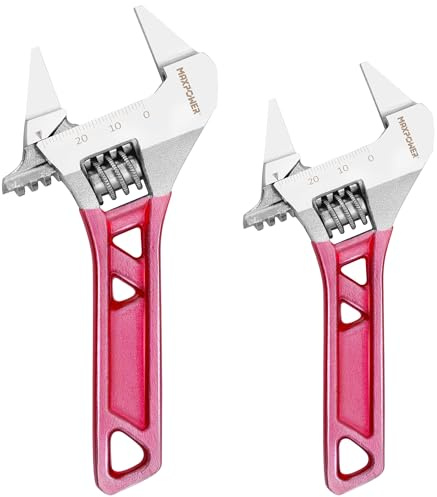 MAXPOWER 2pcs Adjustable Spanner Set, Slim Jaw Wrench With Reversible Wide Opening Jaw (4.5/114mm and 5/127mm) | mini stubby spanner wrench with super thin jaw thickness 2.5mm