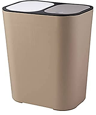 RAABYU Poubelle, Rectangle en Plastique Bouton-Poussoir Double Compartiment 12 litres Poubelle de Recyclage Poubelle-Blanc