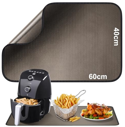 40 x 60 cm Base refractaria de fibra de vidrio de silicone ignífuga Alfombra resistente al calor para freidora de aire, cafetera y microondas Antideslizante e impermeable