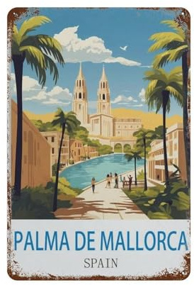 Palma de Mallorca España, placa metálica retro para cocina, salón, jardín, garaje, pub, pared o puerta (20 x 30 cm), 20 x 30 cm, K81