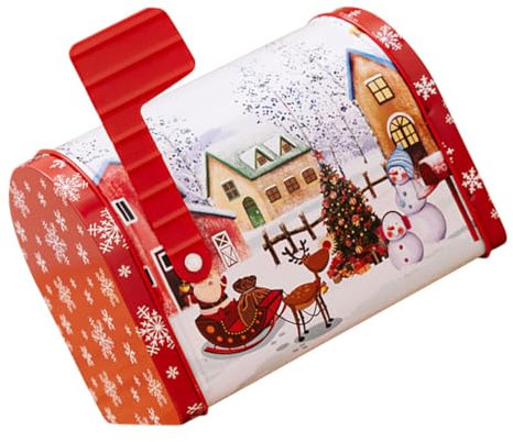 SHOWERORO Christmas Tinplate Candy Box Biscuit Container with Lid Small Decorative Metal Storage Tin for Holiday Treats and Packaging
