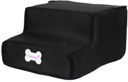 Dualoai Scale per Cani a 2 Livelli Rampe Scaletta per Animali Domestici, Lavabile Antiscivolo Multiuso per Cani Divano Cuccioli di Piccoli Animali Feriti, Nero