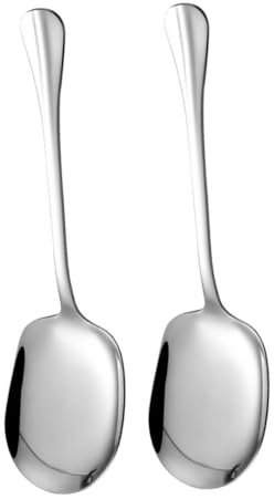 Cabilock 2piezas Cucharas Inoxidable Cabeza Cuadrada Utensilios De Cocina Para Arroz y Ensaladas Mango Aptas Para Lavavajillas Para Buffet y Ocasiones Especiales