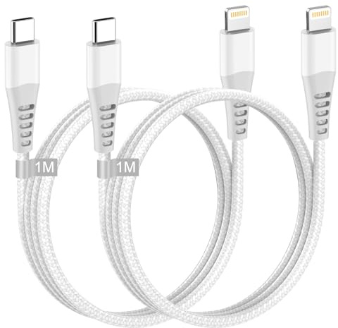 Lot de 2 câbles Lightning USB C 1 m - Certifié MFi - Câble de charge USB C Apple - Câble de charge rapide pour iPhone 14 Pro Max/14 Plus/13 Pro Max/12 Mini/11/X/XR
