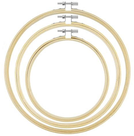 3 Pezzi 10/15/17 cm Telaio da Ricamo,Bambù Cerchi da Ricamo,Bamboo Cerchio Cerchi da Ricamo in Legno,Rotondo Punto Croce Cerchi per Fai da Te Arte Artigianato