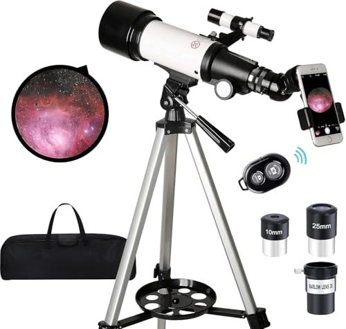 Télescope pour enfants et adultes débutants, ouverture de 70 mm, longueur focale de 400 mm, télescope astronomique pour astronomie, réfracteur de voyage multicouche