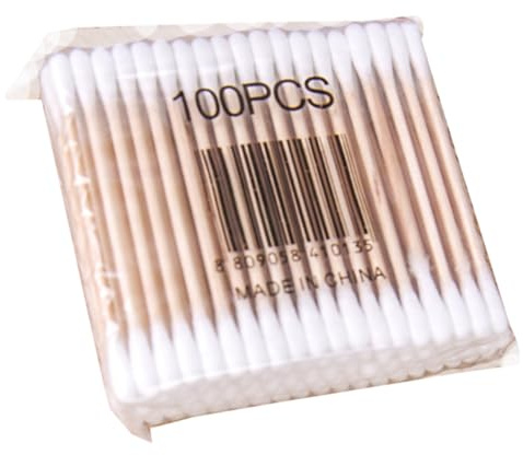 FRCOLOR Cotons-tiges En Bois à Double Tête 100 Pièces Manches Robustes Coton Naturel Usage Visage Corps Hygiène