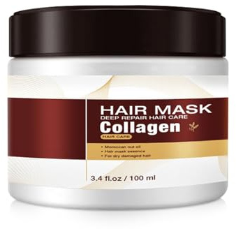 Hair Mask,Kollagen Haarmaske 100ml,Tiefenreparatur Haarspülung,Repariert Haarschäden,Maca Essenz Arganöl Haarpflege,für Sehr Trockenes Haar, Geschädigtes Haar, Alle Haartypen Haarpflege