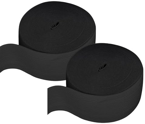 Omeblos Lot de 2 bandes élastiques noires pour couture, 1 cm de large, 10 m de long au total, taille extensible pour bricolage, pantalon, bandeaux