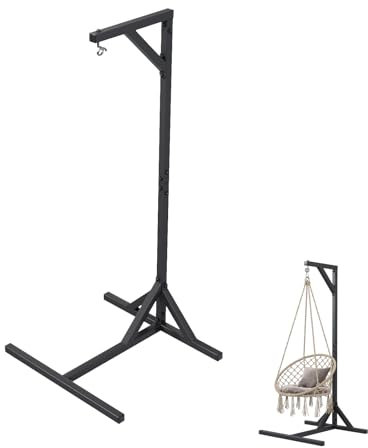QLS Hängesessel Gestell aus Stahl mit Haken 212 cm Stabil bis 100 kg Outdoor Schwarz