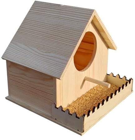 Vogel-Nistkasten aus Holz, Mehrzweck-Aufenthaltsplatz, natürliches Holz, Brutkasten für Papageien, Lovebirds, Finken, dekorative Vögel, Haus, Garten, Pfahl für Rasen, Hof, Gelb