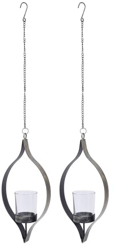 Vvikizy 2 Stück Moderne Hängende Kerzenhalter, Wandleuchter aus Glas und Metall, Dekorativer Vintage-Wandkerzenhalter aus Eisen für Wanddekorationen Im Wohnzimmer, Garten, Fenster