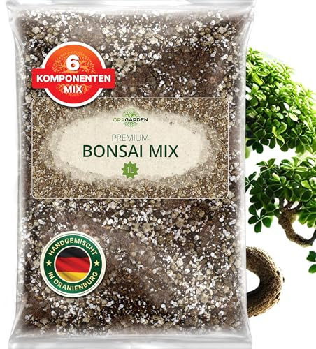 ORAGARDEN Bonsai Erde für Zimmerpflanzen und Garten - 1L Bonsai Substrat für Baum, Palmen - 6 Komponenten Bonsaierde