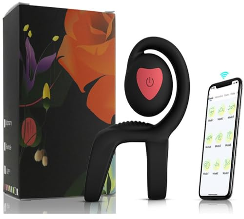 Penisring Vibrator mit App Steuerung und 9 Modi für Männer Silikon Cockring Sexspielzeug für Paare Penisringe Sex Toys Sex Spielzeug für die Paare Frauen Männer LZYLWC (Schwarz)
