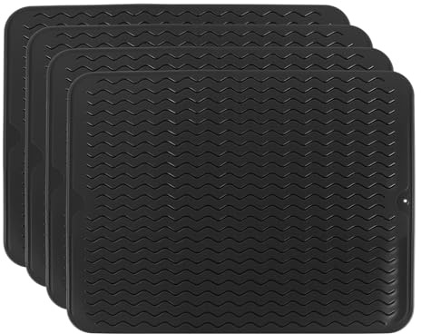 JIAYUET 4 Pack Silicone Trivets for Hot Pans, 40 x 30cm Non-Slip Heat Resistant Kitchen Worktop Protector Mats for Cookware