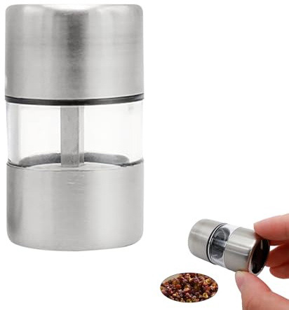 Salz- und Pfeffermühle Mini 2in1 Edelstahl Verstellbares Keramik-Mahlwerk Salzstreuer für Unterwegs Küche Camping -Salz Geschenk Küchenhelfer Einfach zu Bedienen
