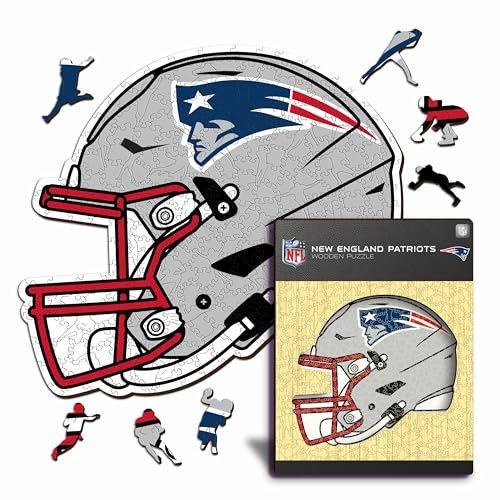 Iconic Puzzles – Helm New England Patriots, offiziell Lizenziertes NFL-Holzpuzzle, 100% nachhaltig, Geschenk für Erwachsene und Kinder, Größe S, 150 Teile