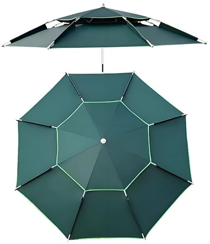 Parasol de pêche réglable à 360° - 6,5 - 7,2 m - 2,4 m - UPF50+ - Coupe-vent - Mât en aluminium - 8 baleines - Pour terrasse et extérieur - Léger et portable