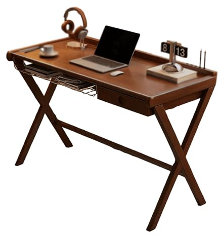 JixCJHj Mesa de Estudio de Ordenador，Escritorio Gaming，mesas Estudio，escritorios Grande，Table，de fácil manejo，con Cajonera，con estantes de Almacenamiento，para Estudio,Oficina(Antique,100cm(39in))