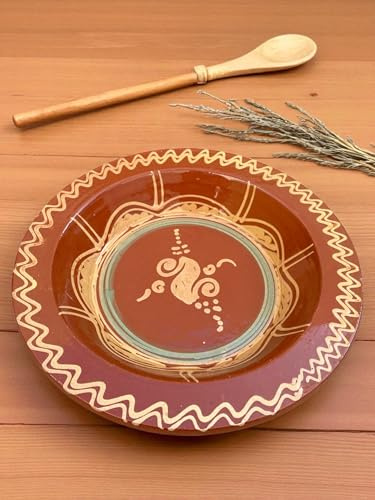 Plat de présentation BELDI CHIC 31 cm – Céramique artisanale – Pour couscous, tajine, salades ou plats familiaux – Design traditionnel fait main (Modèle 01)