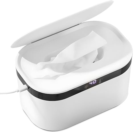 SGZIOO Baby Wipes Warmer, Wipe Warmer for Babies with 3 Temperature Adjustment & Night Light, Larger Capacity Wipes Warmer, Temperature Display, for Home, Travel, USB Powered