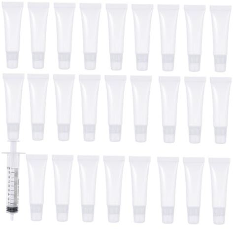 VILLFUL Tubos Transparentes para Brillo de Labios Envases Vacíos Rellenables con para Cosméticos de Viaje Contenedores de Plástico para Bálsamo Labial y Loción