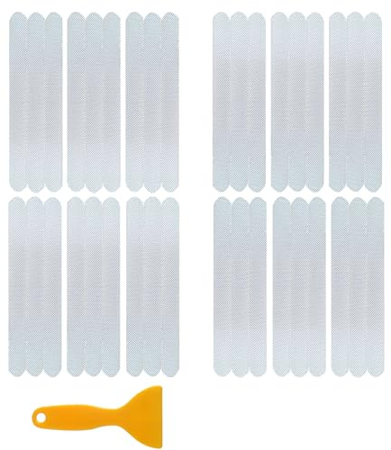 36pcs Anti Slip Shower Stickers Non-Slip Strip Stickers with Scraper High Adhesive Non Slip Bathtub Flooring Pad Transparent Grip Tape Mat for Stairs Sauna Shower Kitchen (20mm * 200mm)