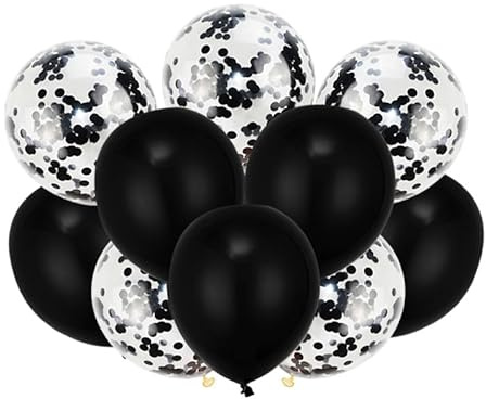 Gleemix 20 Stk Luftballons Schwarz, Konfetti Schwarze Luftballons Geburtstag, Helium Ballons Schwarz Geburtstagsdeko, Luftballon Hochzeit Deko Schwar, Für Luftschlangen Geburtstag Jahrestag Graduation
