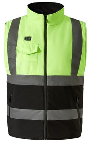 UHouse Beheizbare Weste Herren Warnweste Winter Heizweste Outdoor Reflektierende Arbeitsweste Elektrische Beheizte Westen Warn Ärmellose Heizjacke mit 29 Heizzonen USB Warm Warnschutzweste