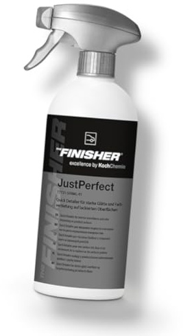 THE FINISHER JustPerfect Quick Detailer - Made By Koch Chemie - Nano Autoversiegelung für Glanz & Farbvertiefung - Lackversiegelung mit Wasseerabperleffekt 500ml + Chimptools Sticker