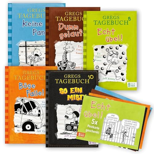 Gregs Tagebuch Band 6-10 plus passende Postkarten zu jedem Band