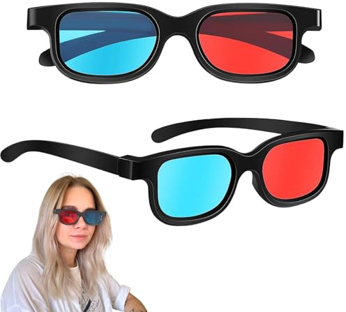 jhsaxza Zweiteilige Stereobrille,3D-Tv-Brille,3D-Brille Für Filme,Spiele, Fernsehen Und Kinos (Blau Und Rot)