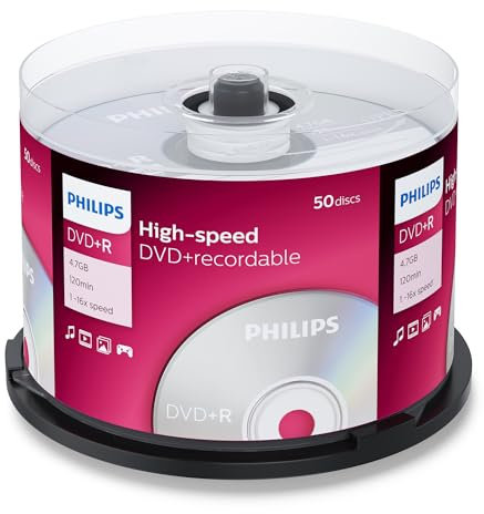 Philips 50 pack dvd+r 16x speed blank discs