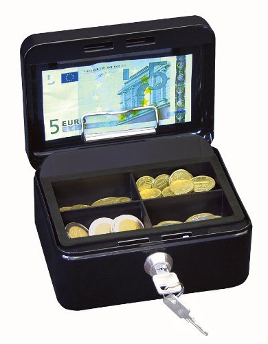 Wedo 145121H Caissette à monnaie à 4 compartiments avec clip 15,2 x 11,5 x 8 cm Noir