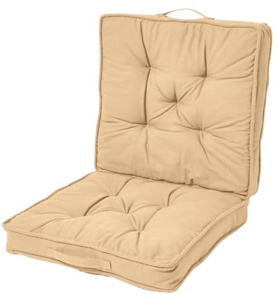 HOMESCAPES Coussin de Voyage Beige de 50 x 50 cm Tissu 100% Coton avec Rembourrage en Polyester