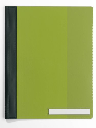 Durable Sichthefter A4 überbreit, 25 Stück, grün, 251005 | Hefter für Prospekthüllen geeignet, transparente Innentasche, mit Beschriftungsstreifen, Hartfolie