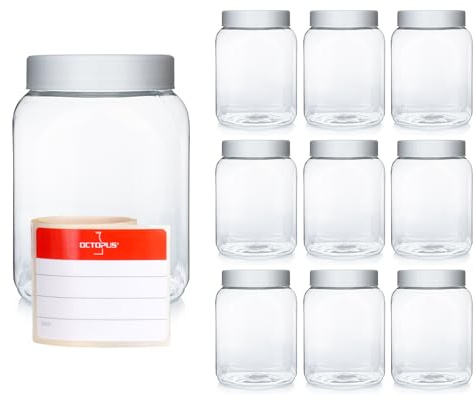 Octopus 10x PET Becher mit Deckel 400 ml (leer), Höhe 105 mm, Durchmesser 77 mm, Gewinde 62 mm