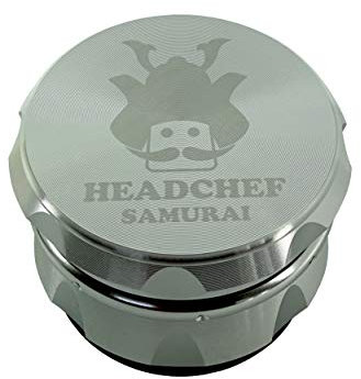 Headchef Samurai - Molinillo de hierbas de metal con tamiz raspador, 55 mm, color plateado