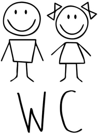 WC Tür-Aufkleber I schwarz I 18 x 24 cm I Motiv Mädchen und Junge I für Badezimmer-Tür, Toiletten-Sticker I Klebe-Schild für Restaurant Laden Geschäft I Folie selbstklebend I hin225