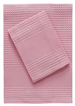 Morbidissimi Set asciugamani nido d‘ape 1+1 Puro cotone S274 ROSA