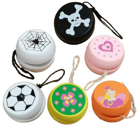 Schnooridoo 6 x JoJo Yoyo Jo Jo aus Holz Sortiert 4,5 cm Mitgebsel Kindergeburtstag Give Away