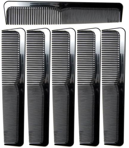 Luxxii 6 Pack - 9 Large Black Dressing Hair Dresser Combs Barber Comb SET - Styling Essentials Coarse/Fine Hair Combs