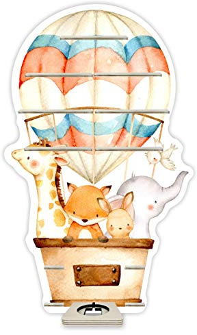 Farbklecks-Collection Tonie Regal Heissluftballonfamilie 2, Wandregal für bis zu 40 Hörfiguren, Maße 46 x 75 x 6 cm, mit speziellem Ablagefach kompatibel mit Toniebox, handgefertigt in Deutschland