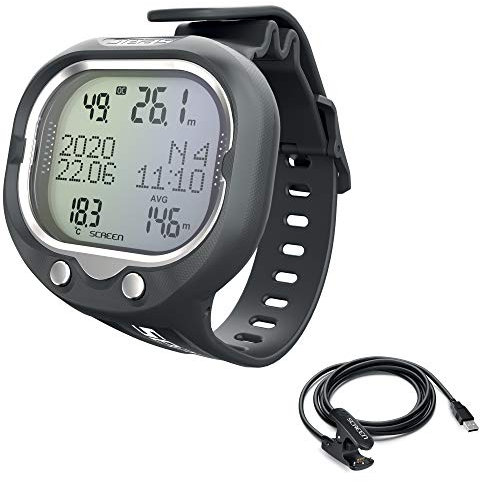 SEAC Screen, Handgelenkscomputer mit bis zu 2 Gasgemsichen, Tiefenmesser- und Freitauchmodus