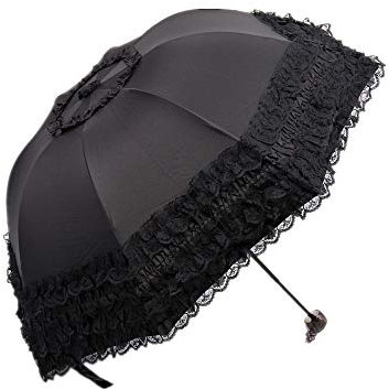 WANLIAN Ombrello da viaggio Protezione UV Ombrello pieghevole in pizzo principessa Ombrello da ragazza（nero）