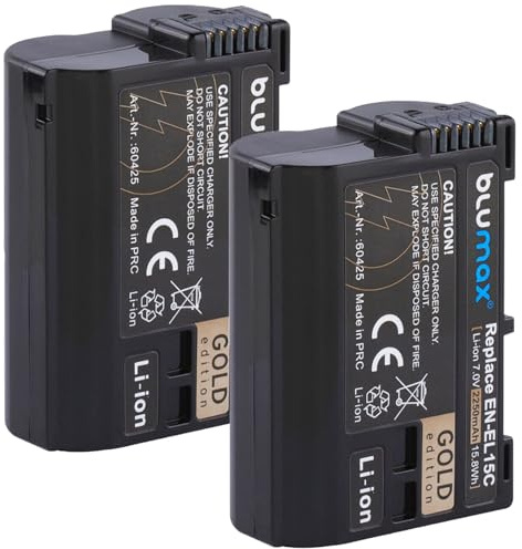 Blumax 2X EN-EL15c Gold Akku 2250mAh kompatibel mit Nikon Z5 Z6 II Z7 II