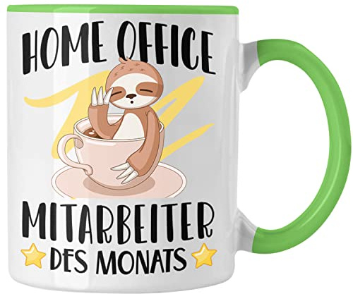 Trendation - Home Office Geschenk Tasse Kaffeetasse Homeoffice Zubehör Gadget Geschenke Männer Frauen Lustig Mitarbeiter des Monats (Grün)