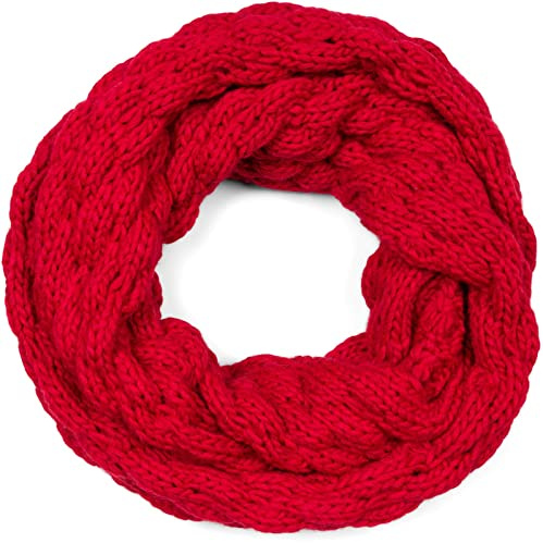 styleBREAKER Damen Strick Loop Schal Raspberry Pattern | 74x32 cm Maß, weiches Bump-Stitch-Gewebe, 2-mal eng um den Hals wickelbar, Made in Italy (Europa), kratzfrei.